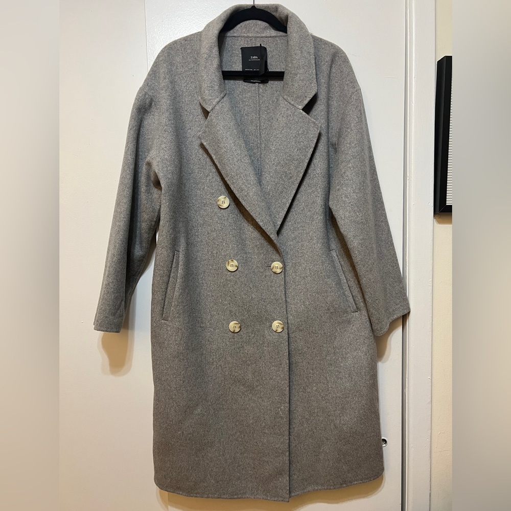 Zara Wool Blend Coat Gray Size L